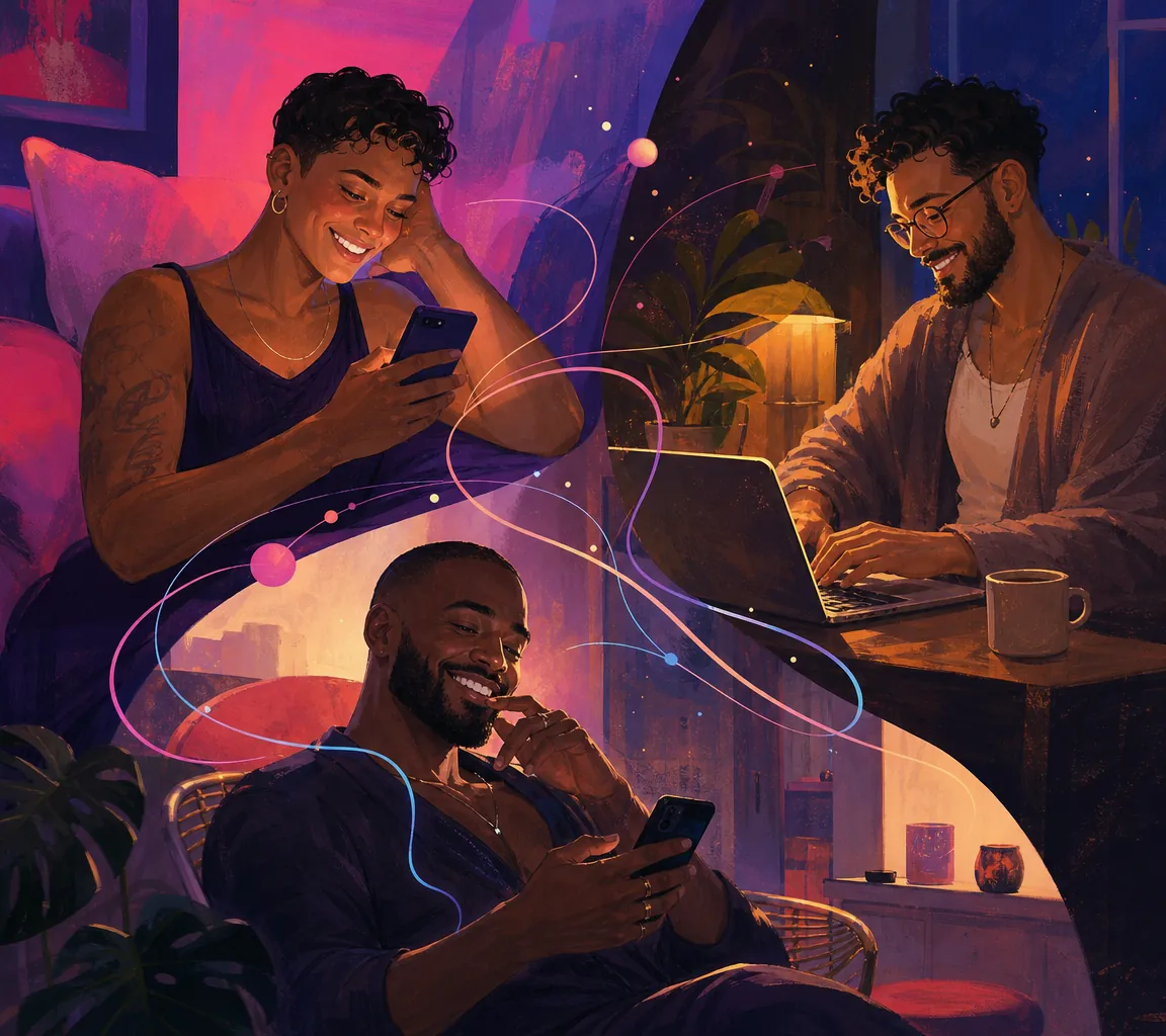 Pessoas LGBTQIA+ adultas respondendo e acompanhando uma conversa em uma publicação